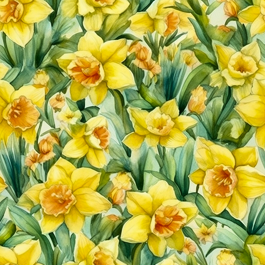 Embrace the Vibrant Splendor of Spring: A Trio of Dazzling Daffodil Watercolor Patterns