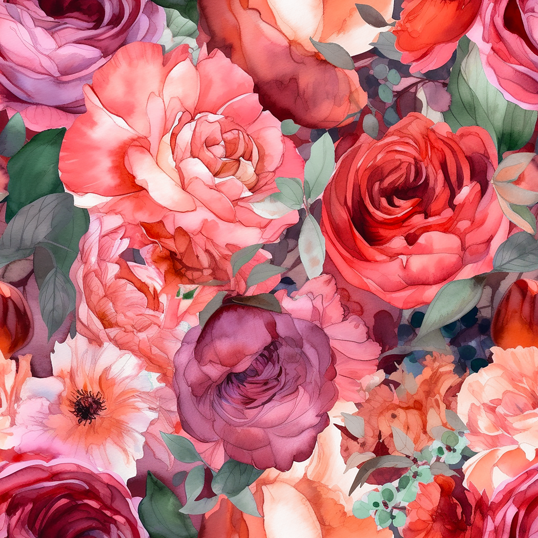 Captivating Roses in Full Bloom: Introducing Three Exquisite Watercolor Fabric Patterns