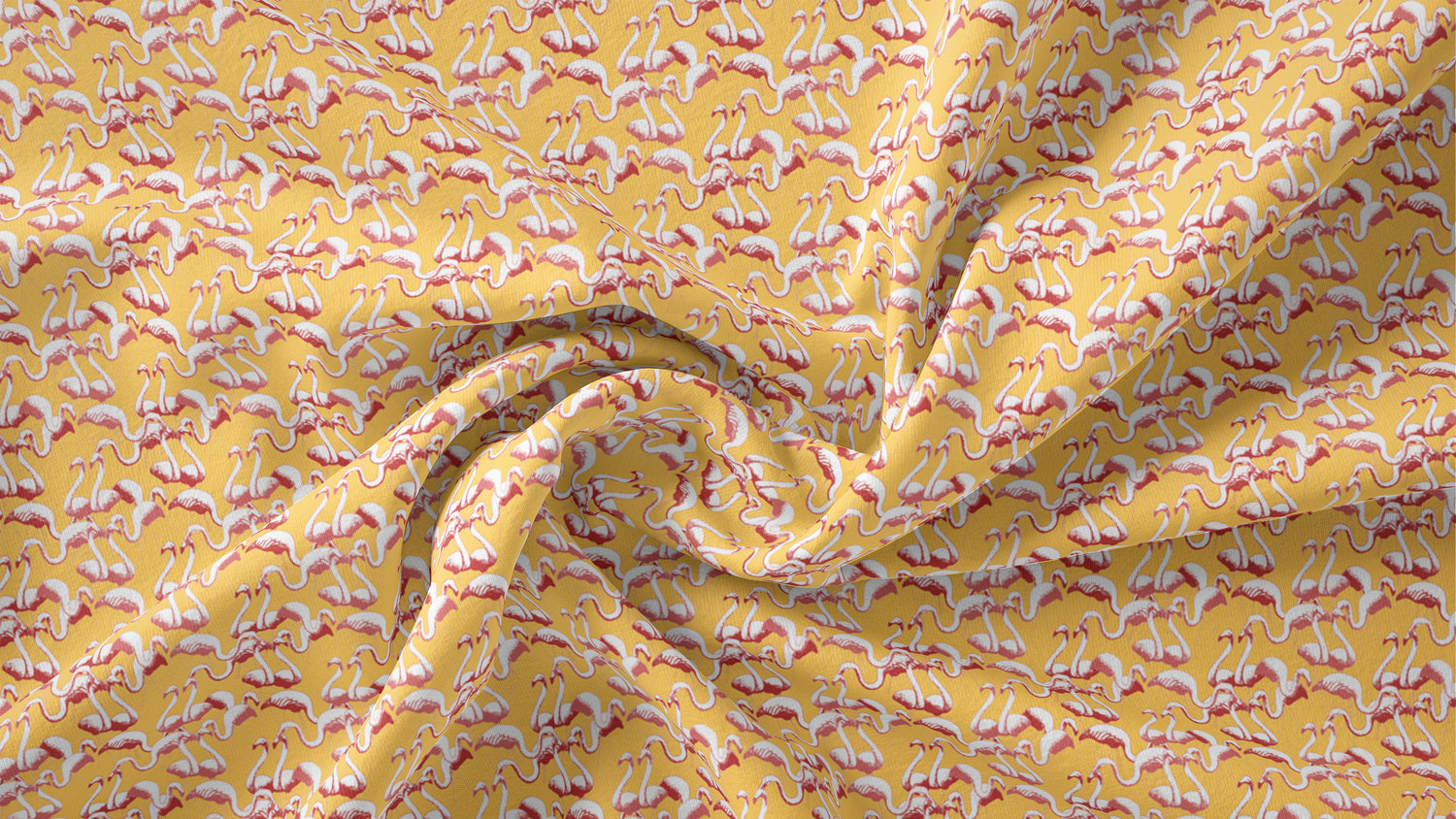 Flamingos Yellow Printed Fabric by Studio Ten Design