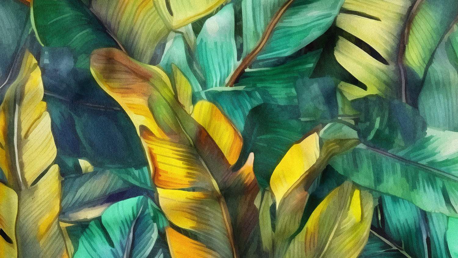 Watercolor Banana Leaves
