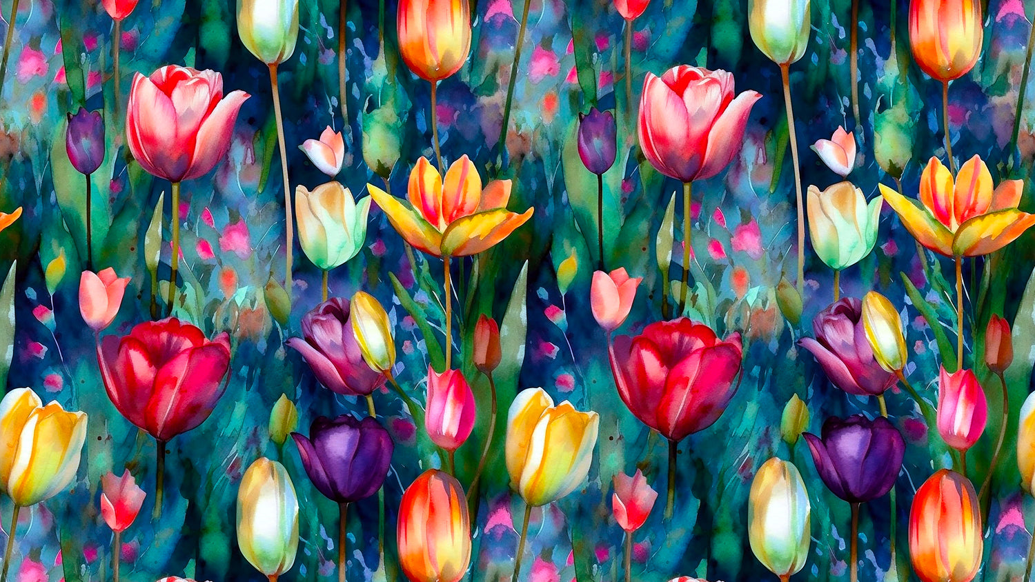 Midnight Sonata Watercolor Tulips