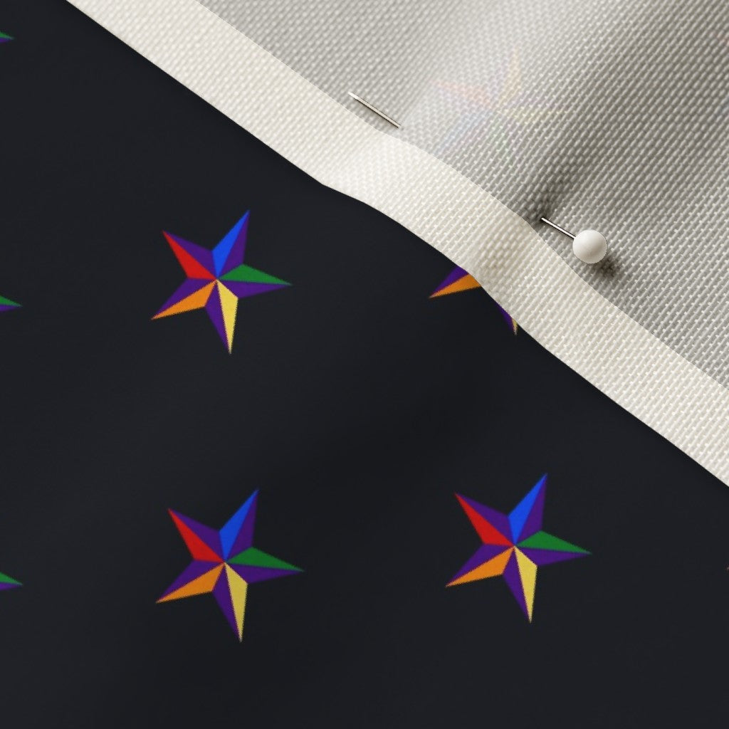 Rainbow Stars (Dark Blue) Printed Fabric