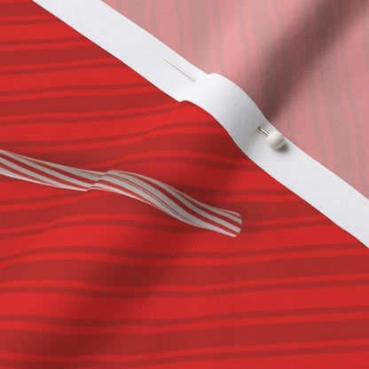 Candy Canes on Red Stripes Fabric