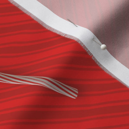 Candy Canes on Red Stripes Printed Fabric