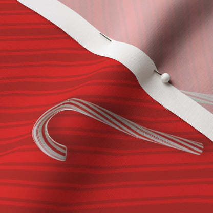 Candy Canes on Red Stripes Fabric