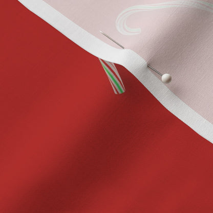Candy Canes on Solid Red Fabric