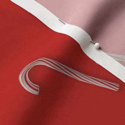 Candy Canes on Solid Red Printed Fabric