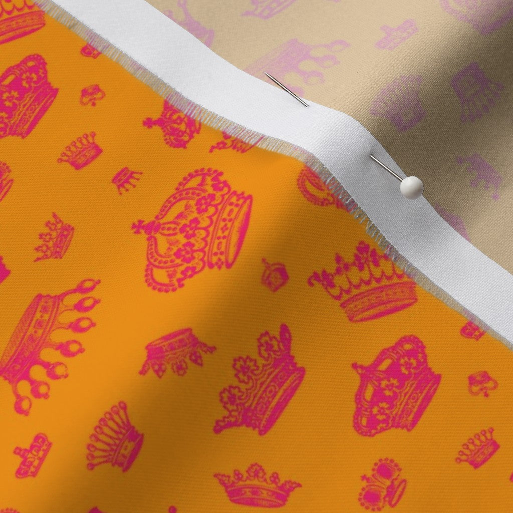 Royal Crowns Hot Pink+Golden Yellow Fabric