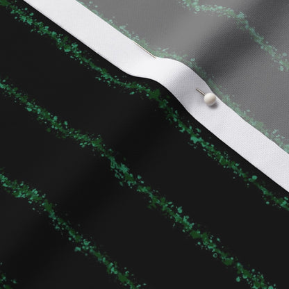Splatter Pinstripe Green + Black Printed Fabric