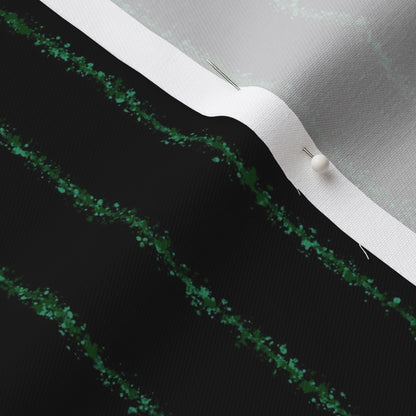 Splatter Pinstripe Green + Black Printed Fabric