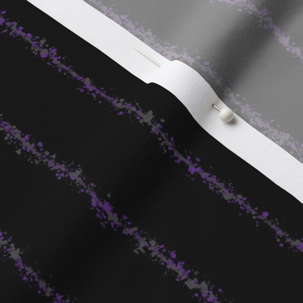Splatter Pinstripe Grey, Purple + Black Printed Fabric