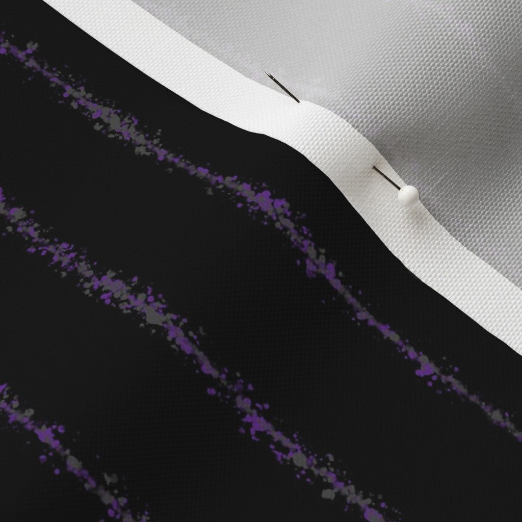 Splatter Pinstripe Grey, Purple + Black Printed Fabric