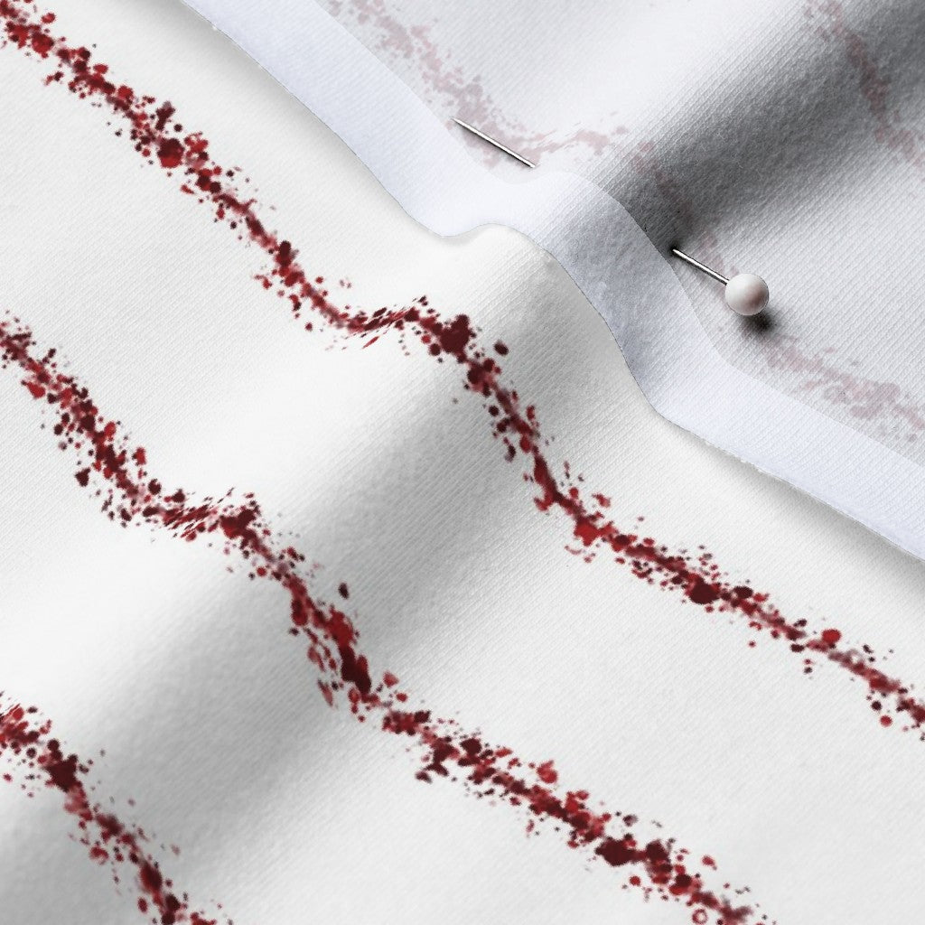 Splatter Pinstripe Blood Red + White Printed Fabric