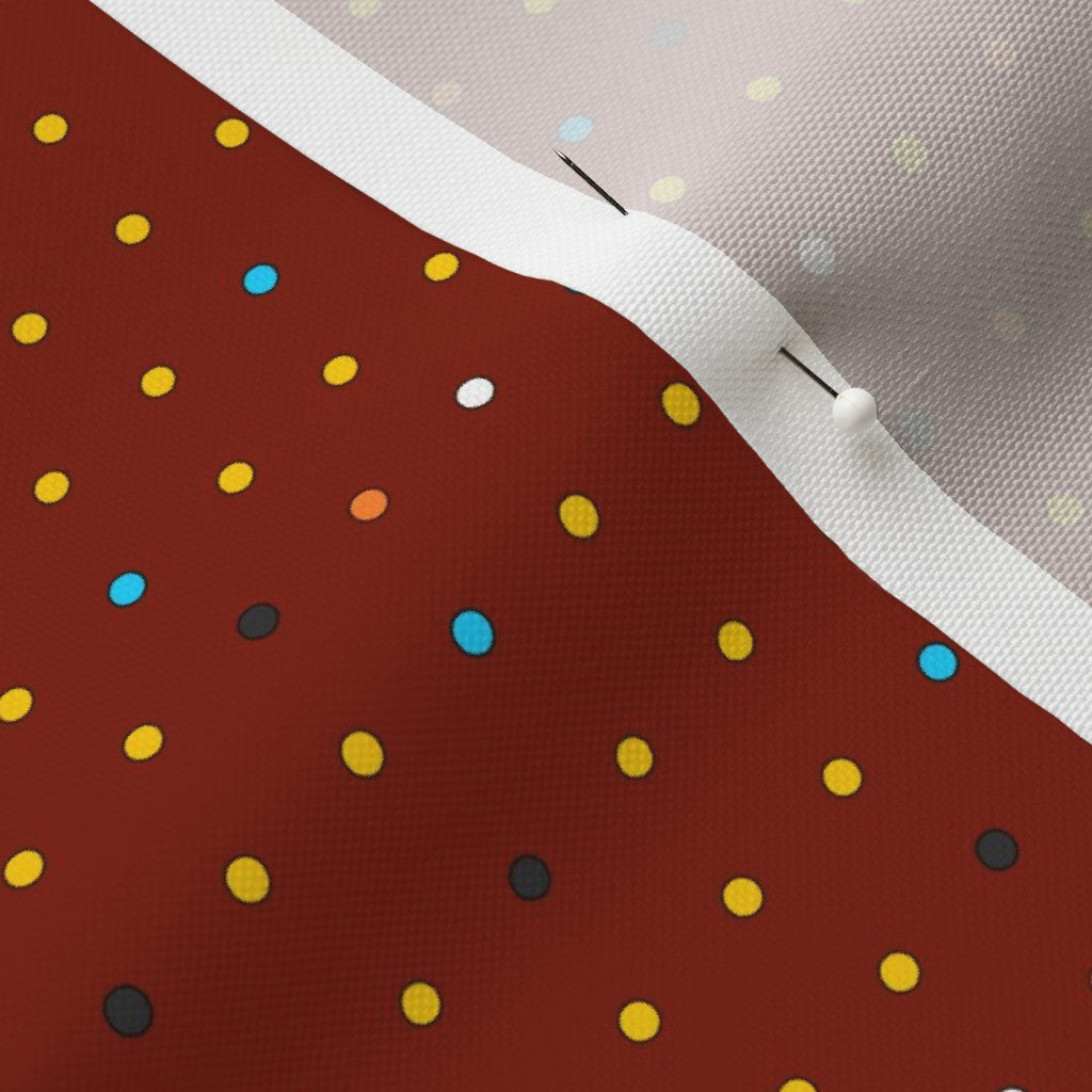 Stripey Dotty Brick Red Dots Fabric