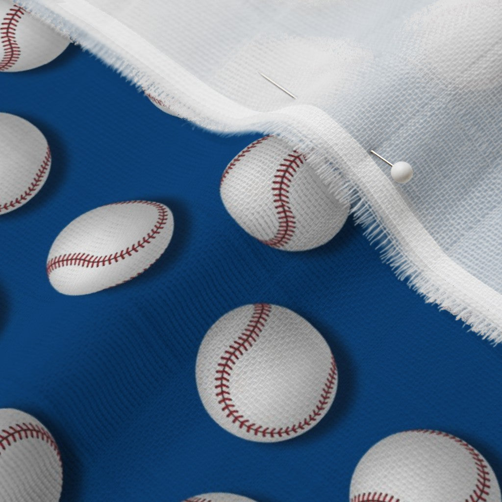 Americana Baseballs on Blue Fabric