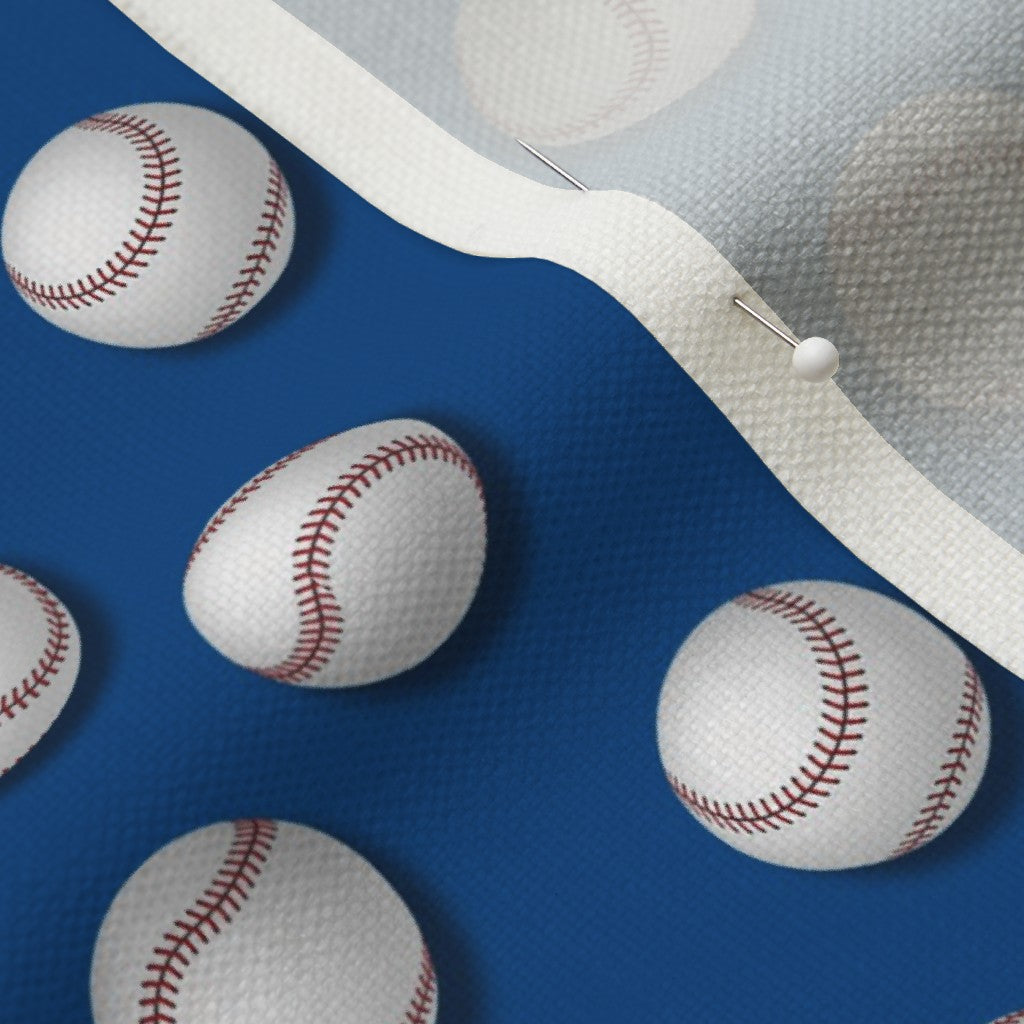 Americana Baseballs on Blue Fabric