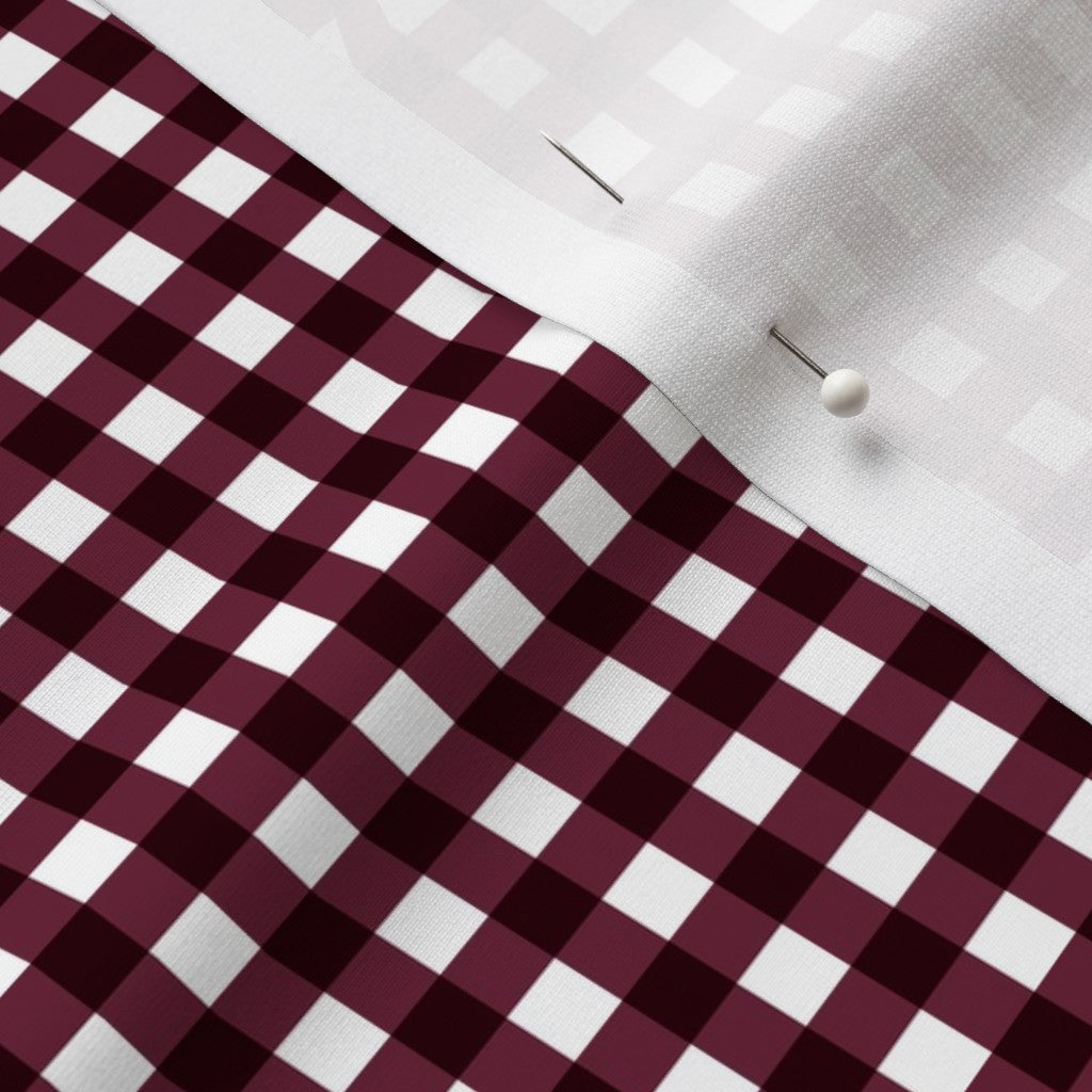 Gingham Style Wine Small Straight Printed Fabric
