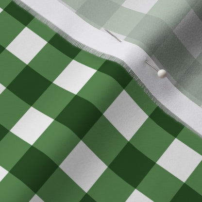 Gingham Style Kelly Green Large Straight Printed Fabric