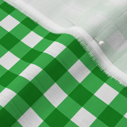 Gingham Style Grass Large Straight Printed Fabric