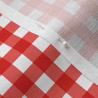 Gingham Style Coral Large Straight Printed Fabric
