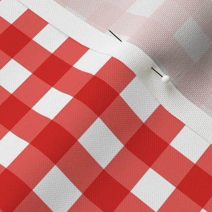 Gingham Style Coral Large Straight Printed Fabric