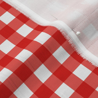 Gingham Style Coral Large Straight Fabric