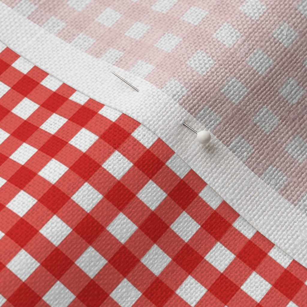 Gingham Style Coral Small Straight Fabric