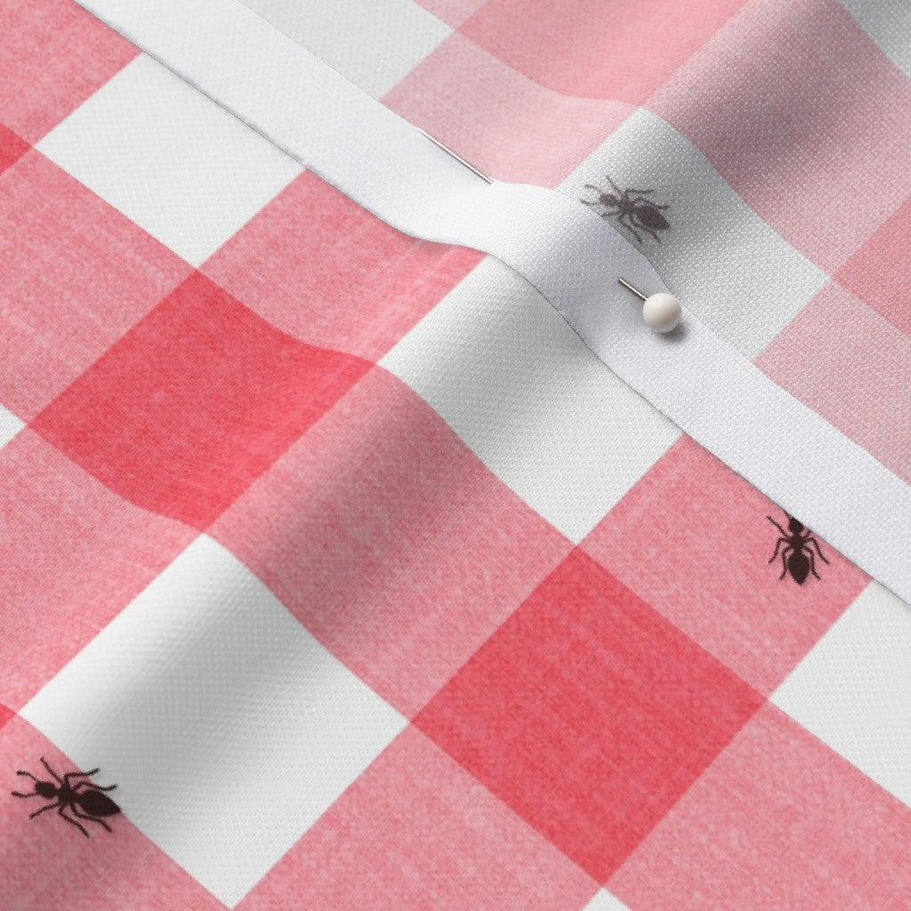 Ants at the Picnic Printed Fabric, Red Gingham
