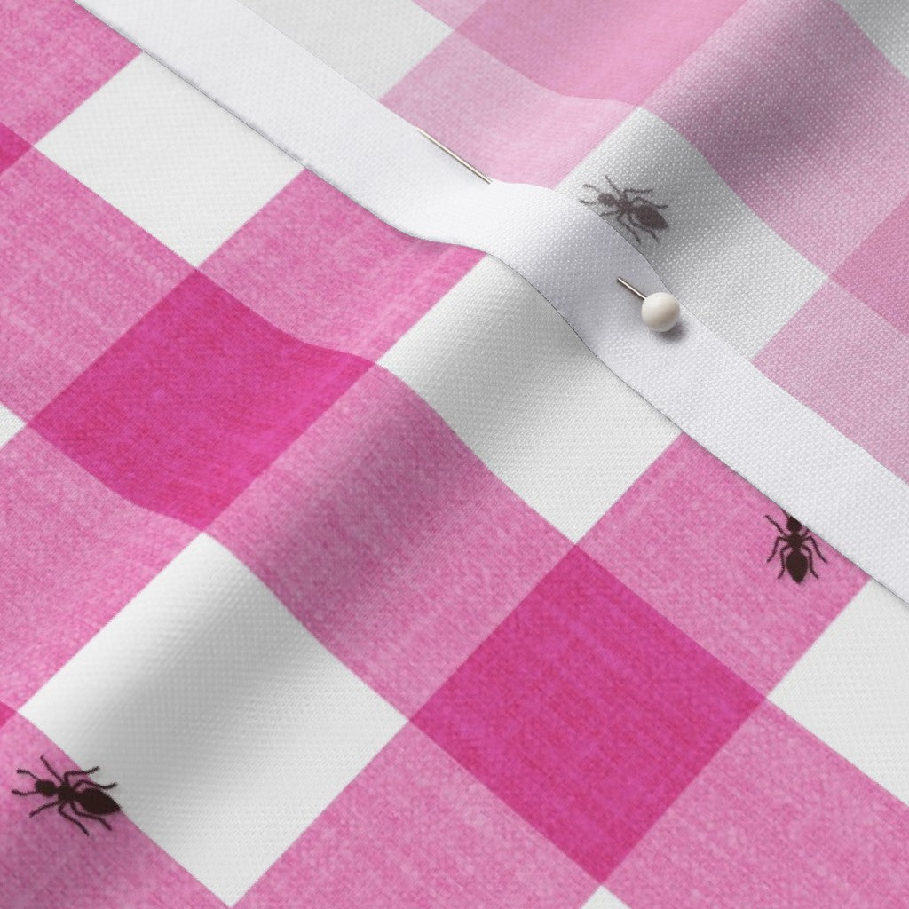 Tela de hormigas en el picnic, cuadro vichy rosa