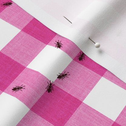 Ants at the Picnic Fabric, Pink Gingham