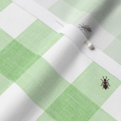 Ants at the Picnic Fabric, Green Gingham