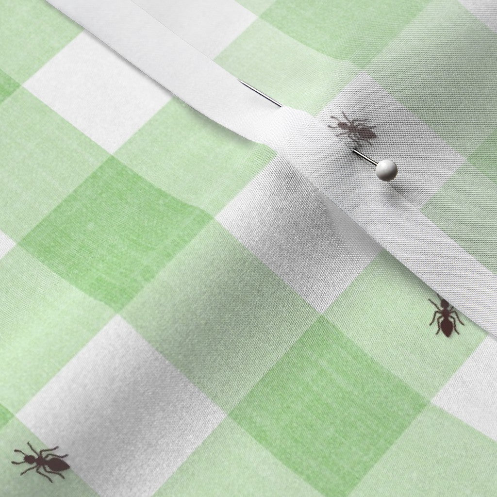 Tela de hormigas en el picnic, cuadro vichy verde