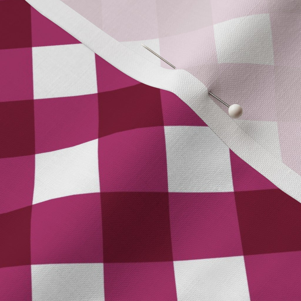 Gingham Style Bubble Gum Large Bias Printed Fabric