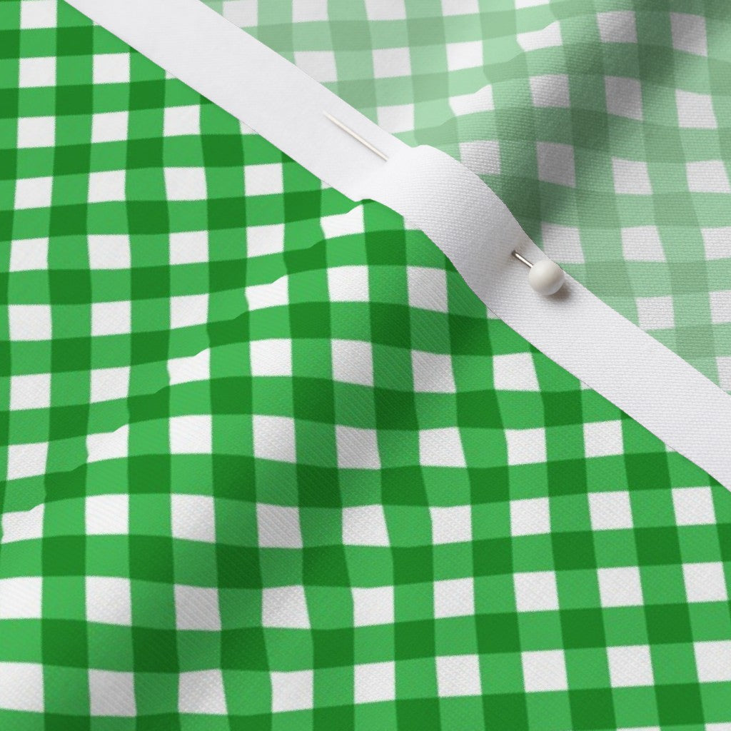 Gingham Style Grass Small Bias Printed Fabric