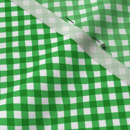 Gingham Style Grass Small Bias Printed Fabric