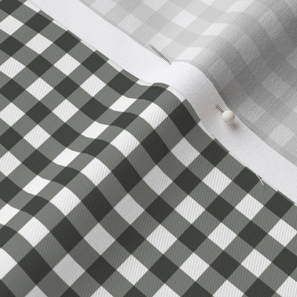 Gingham Style Pewter Small Straight Printed Fabric