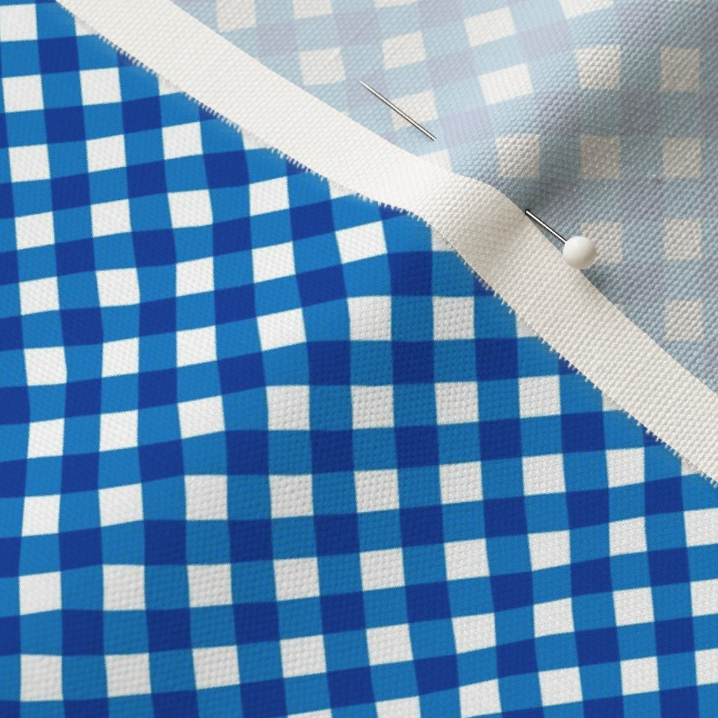 Gingham Style Bluebell Small Bias Printed Fabric