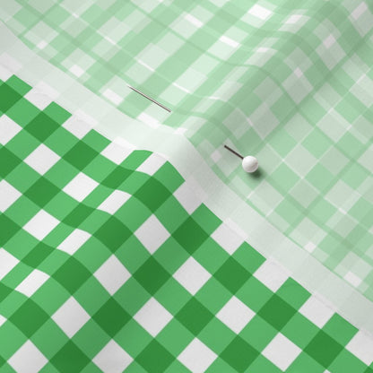 Gingham Style Grass Small Straight Printed Fabric