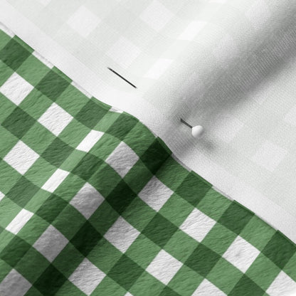Gingham Style Kelly Green Small Straight Printed Fabric