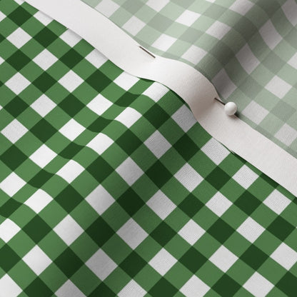 Gingham Style Kelly Green Small Straight Printed Fabric