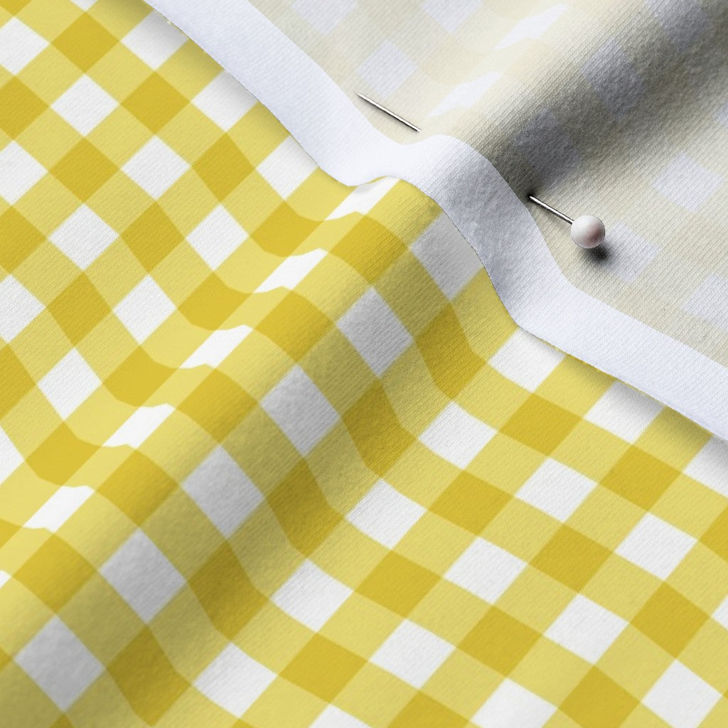 Gingham Style Buttercup Small Straight Printed Fabric