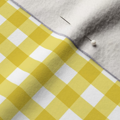 Gingham Style Buttercup Large Straight Printed Fabric