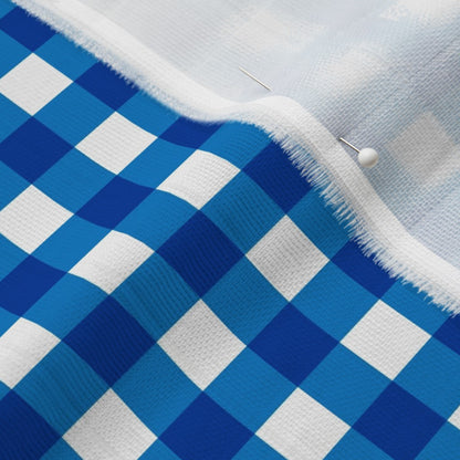 Gingham Style Bluebell Large Straight Printed Fabric