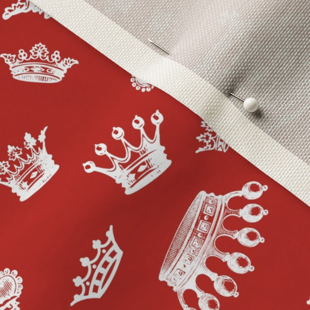Royal Crowns White+Poppy Red Printed Fabric