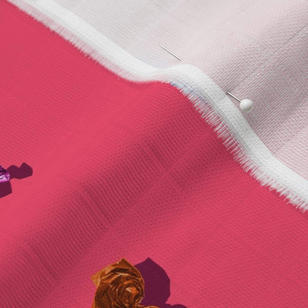 Hard Candy Pink Organic Sweet Pea Gauze Printed Fabric by Studio Ten Design
