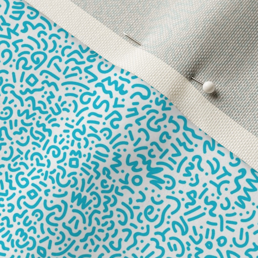 Doodle Aqua+White Printed Fabric