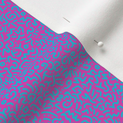 Doodle Aqua+Magenta Printed Fabric