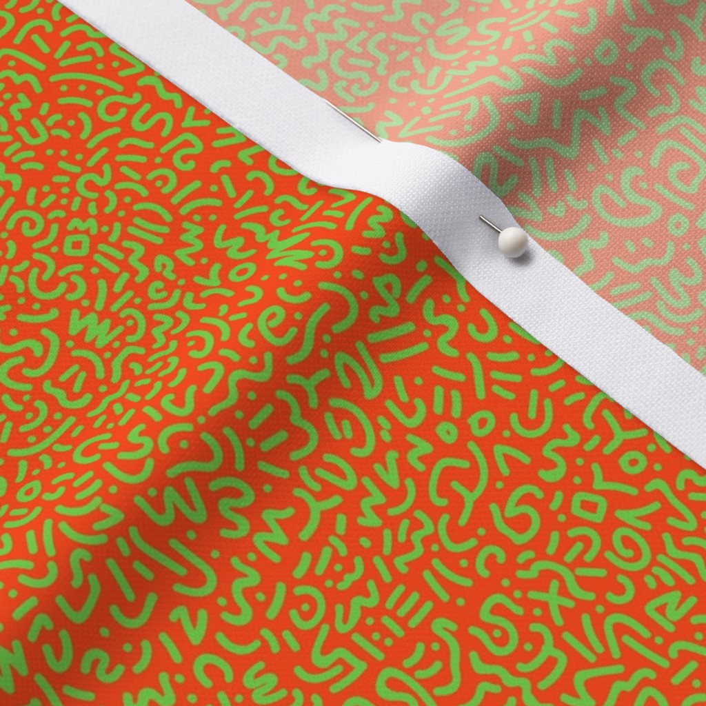 Doodle Green+Orange Fabric