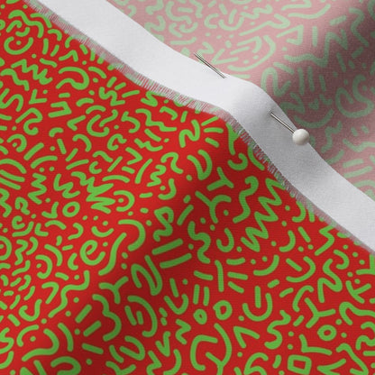 Doodle Green+Red Printed Fabric