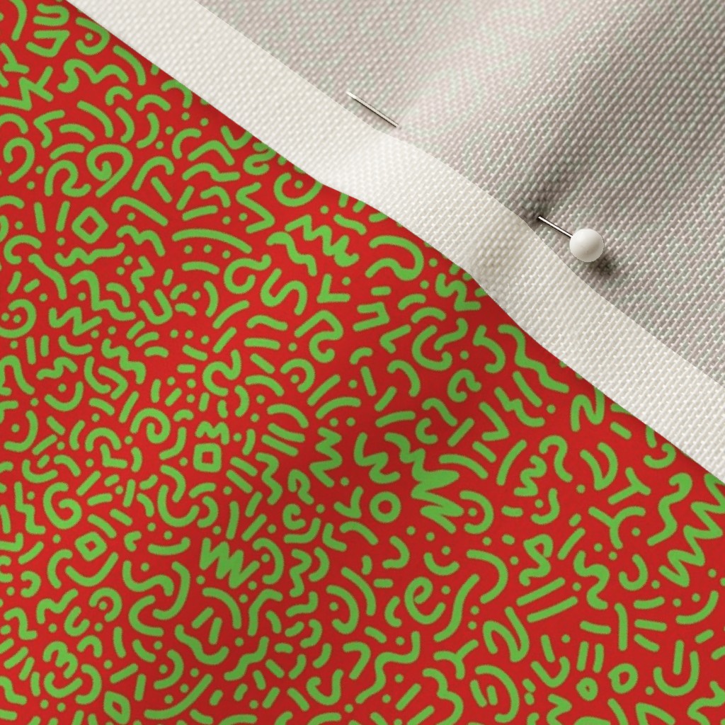 Doodle Green+Red Fabric